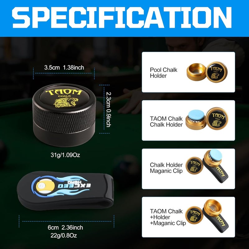 Banly TAOM Round Shaped Pool Chalk Holder, Portable Pool Chalk Cubes, Magnetic Mini Chalk Holder Pool Billiards, Pool Cue Chalk Case Container Box for Billiard Cue Tip Tool Pool Table Snooker Accessories - Image 5